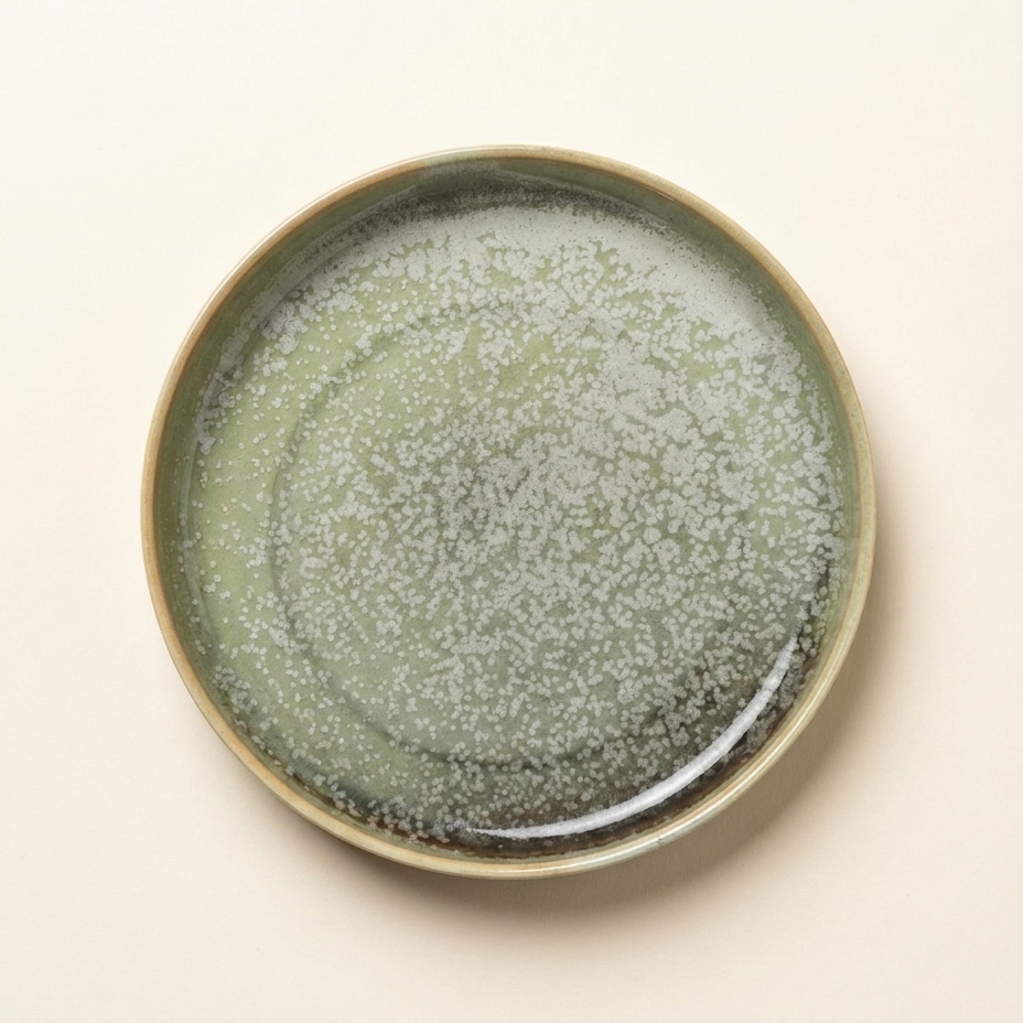 Aoki: handveredelte Fine-Dining-Bowl im Reduktionsbrand, moosgraue reaktive Glasur
